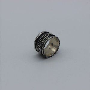 David Tishbi sterling silver‎ handmade five thin band spinner ring 5.5